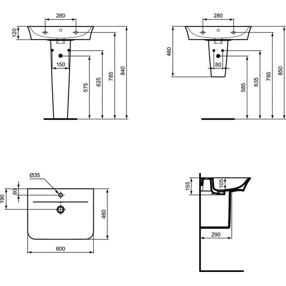 Раковина подвесная Ideal Standard Connect Air Curve 60 см E035501 - фото 4