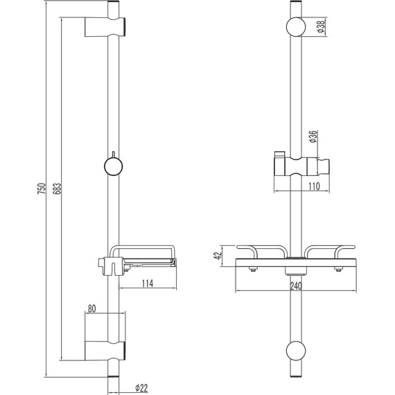 Душевая штанга Lemark 67 см LM3775GM, графит - фото 2