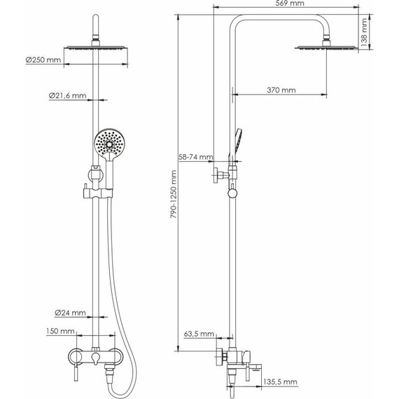 Душевая стойка  WasserKraft A14201, никель - фото 16
