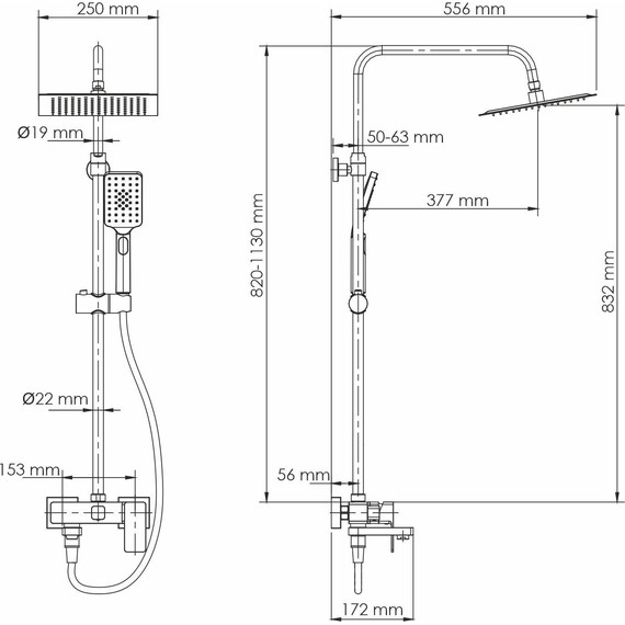 Душевая стойка  WasserKraft A27701, черный матовый - фото 2