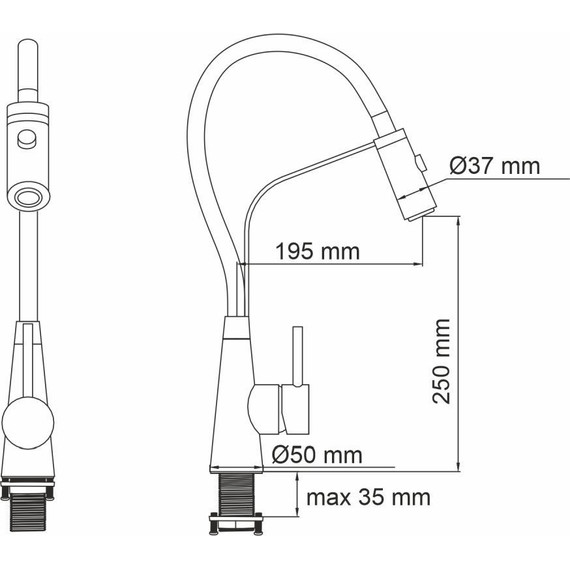 Смеситель для кухни WasserKraft A8417, черный/нержавеющая сталь - фото 14