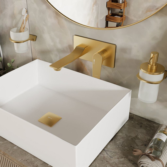 Смеситель для раковины настенный WasserKraft Aisch 5530, золото матовое - фото 3