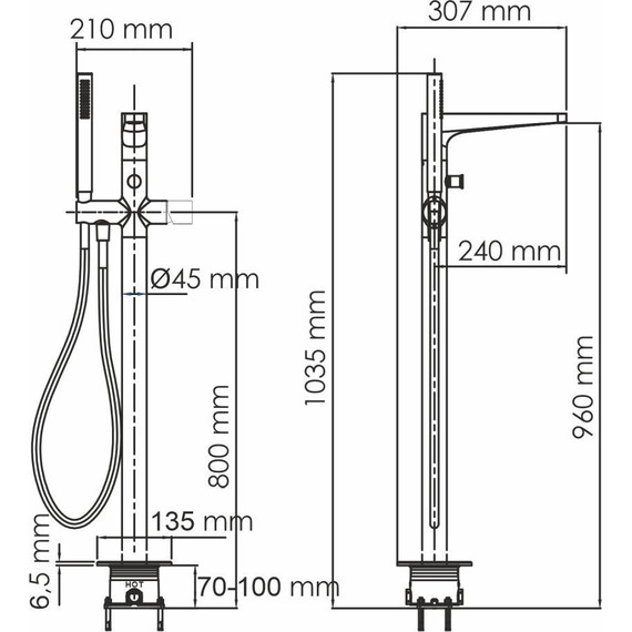 Смеситель для ванны WasserKraft Sauer 7121, золото глянцевое - фото 5