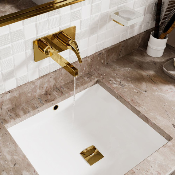 Смеситель для раковины настенный WasserKraft Sauer 7130, золото глянцевое - фото 2