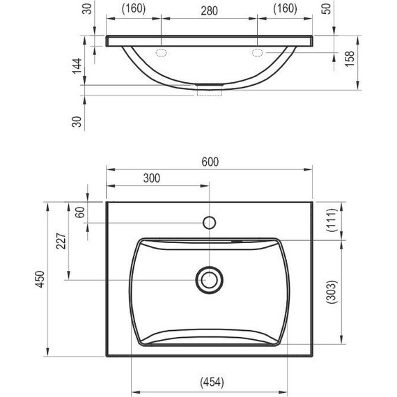 Тумба подвесная с раковиной Ravak Classic II 60 см X000001477, белый/серый - фото 5