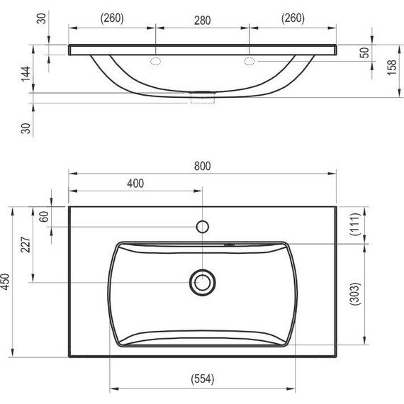 Тумба подвесная с раковиной Ravak Classic II 80 см X000001481, белый/серый - фото 8