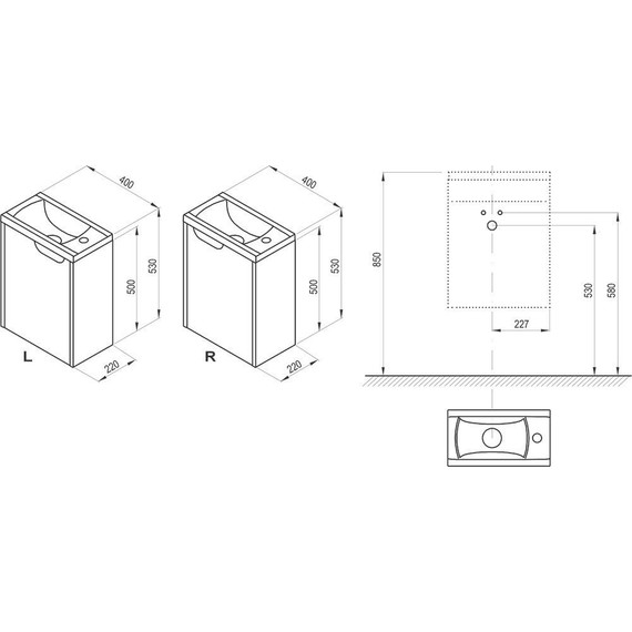 Тумба подвесная с раковиной Ravak Classic II 40 см X000001486 R, белый - фото 5