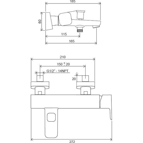 Смеситель для ванны Ravak 10° Free black TD F 022.20/150 X070152, чёрный матовый - фото 4
