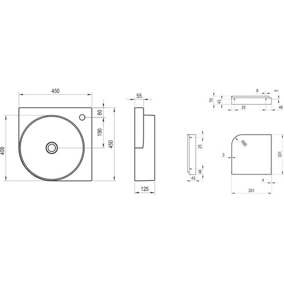 Раковина угловая Ravak Yard C 45 см XJX01245000 - фото 9