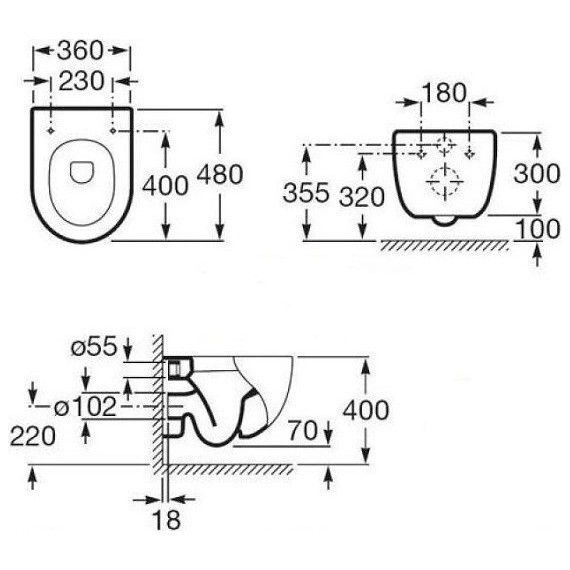 Унитаз подвесной Roca Meridian New 48 см (укороченный) 346248000 - фото 6