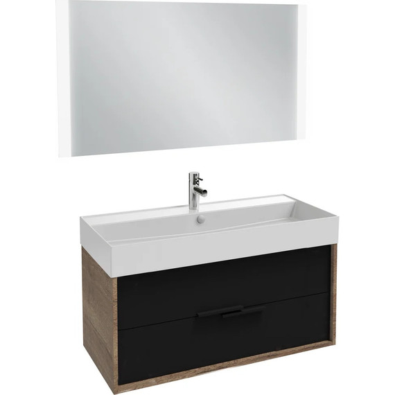 Тумба подвесная с раковиной Jacob Delafon Vivienne 100 см EB1585-E52-S14, дуб табак/черный сатин - фото 2