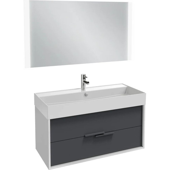 Тумба подвесная с раковиной Jacob Delafon Vivienne 100 см EB1585-N18-S40, белый/серый - фото 2