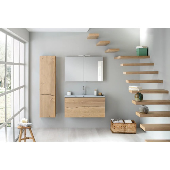 Тумба подвесная с раковиной Jacob Delafon Sherwood 100 см EB1833RU-P6, натуральный дуб (раковина EB1830RU-DE1, цвет белый матовый) - фото 3