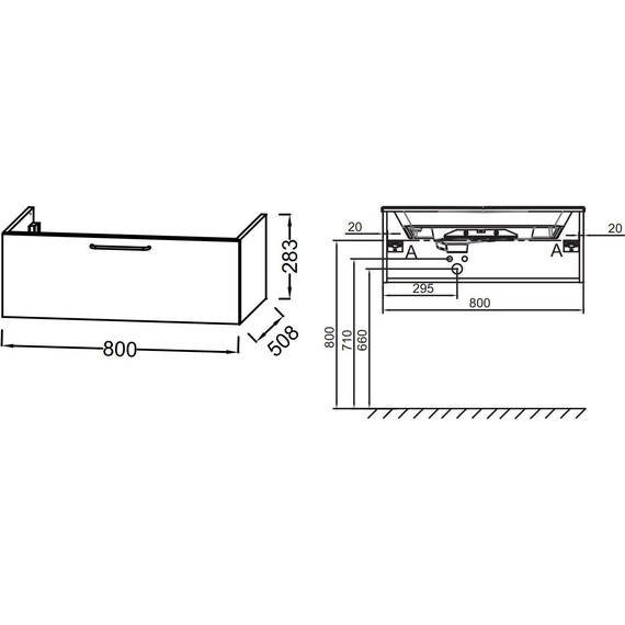 Тумба подвесная с раковиной Jacob Delafon Odeon Rive Gauche 80 см EB2515-R9-E52, дуб табак - фото 3