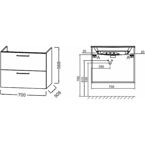 Тумба подвесная с раковиной Jacob Delafon Odeon Rive Gauche 70 см EB2521-R9-E52, дуб табак - фото, картинка 3 Тумба подвесная с раковиной Jacob Delafon Odeon Rive Gauche 70 см EB2521-R9-E52, дуб табак - фото 3