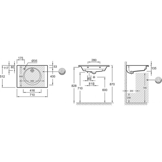 Тумба подвесная с раковиной Jacob Delafon Odeon Rive Gauche 70 см EB2521-R9-E52, дуб табак - фото, картинка 4 Тумба подвесная с раковиной Jacob Delafon Odeon Rive Gauche 70 см EB2521-R9-E52, дуб табак - фото 4