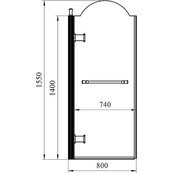 Шторка для ванны Радомир Лоренцо Великолепный 80 см (стекло 8 мм), золото/узор - фото 2