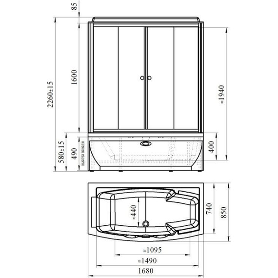 Душевая кабина Радомир Элис 168x85 см L, белый/матовое - фото 2