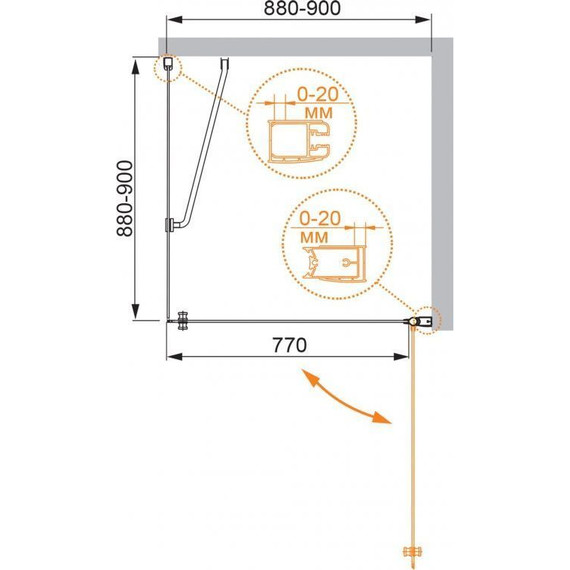 Душевое ограждение Cezares 90х90 см ELENA-W-A-1-90-P-Cr-L, хром/матовое - фото 4