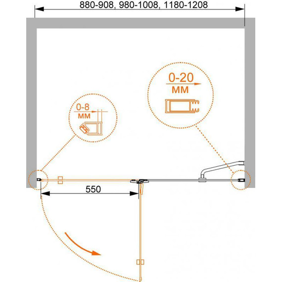 Душевая дверь Cezares 100 см BERGAMO-W-B-12-100-C-Cr-L, хром/прозрачное - фото 3