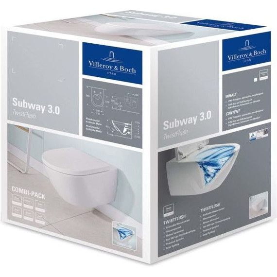 Унитаз подвесной безободковый Villeroy&Boch Subway 3.0 4670TS01 с крышкой микролифт - фото 10