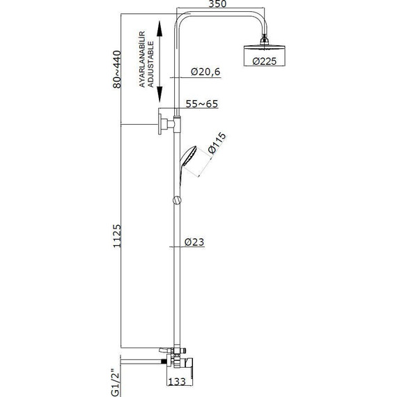 Душевая стойка Azario Tevis AZ-15780161 - фото 2