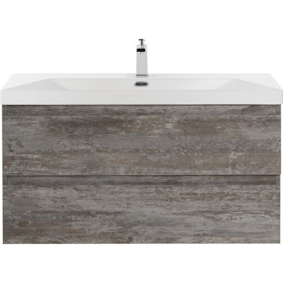 Тумба подвесная с раковиной Cezares MOLVENO-100-2C-SO-LG 100 см, Legno Grigio (раковина CZR-1188-1000/500) - фото 