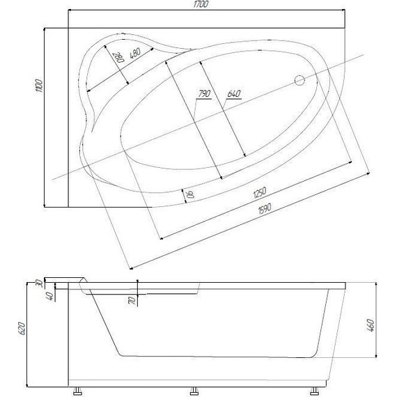 Ванна акриловая Azario Laura 170x110 см L AV.0052170 - фото 4