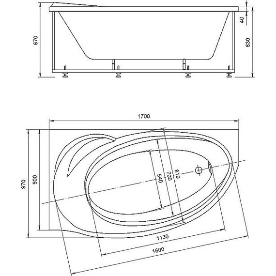 Ванна акриловая Azario Paolina 170x97 см L AV.0072170 - фото, картинка 4 Ванна акриловая Azario Paolina 170x97 см L AV.0072170 - фото 4