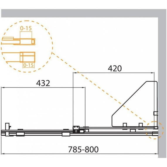 Душевая перегородка Cezares 80 см STREAM-BF-1-80-C-Cr (стекло 8 мм) хром/прозрачное - фото 2