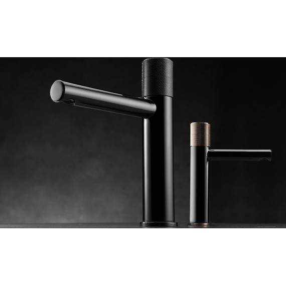 Смеситель для раковины Bronze de Luxe Avantgarde 2010MH, черный матовый/розовое золото - фото 8