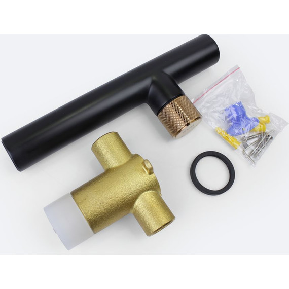 Смеситель для раковины настенный Bronze de Luxe Avantgarde 2021MH, чёрный матовый/розовое золото - фото 6