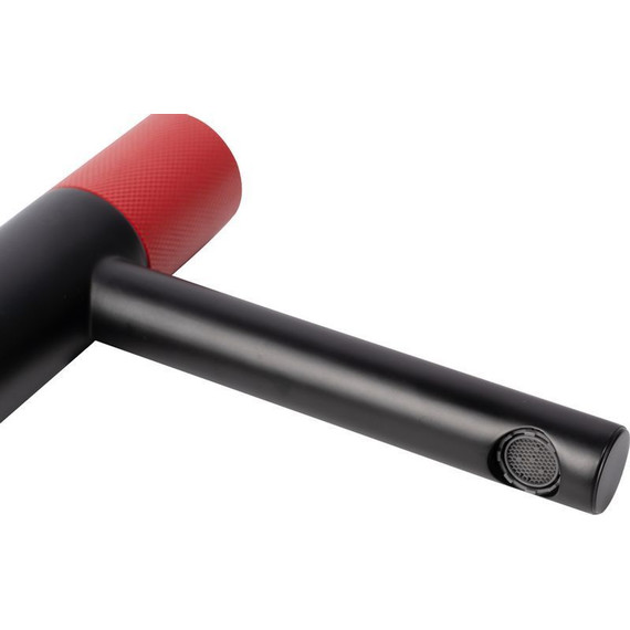 Смеситель для раковины высокий Bronze de Luxe Avantgarde 2030RH, черный матовый/красный - фото 3