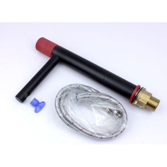 Смеситель для раковины высокий Bronze de Luxe Avantgarde 2030RH, черный матовый/красный - фото 7