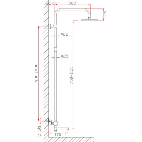 Душевая стойка Bronze de Luxe Avantgarde 2039H, чёрный матовый - фото 11
