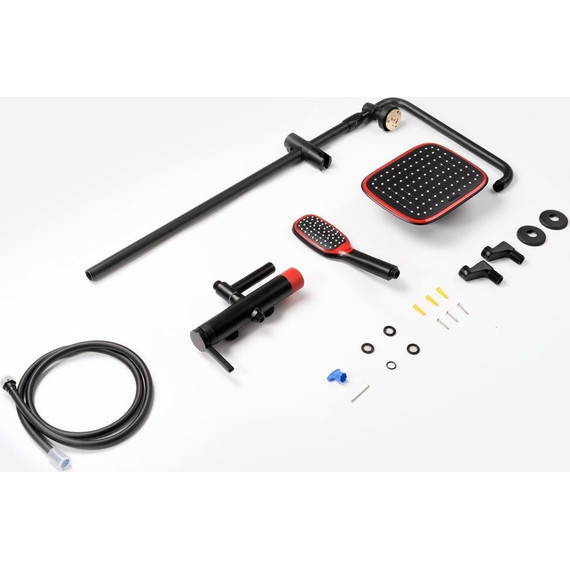 Душевая стойка Bronze de Luxe Avantgarde 2039RH, чёрный матовый/красный - фото 10