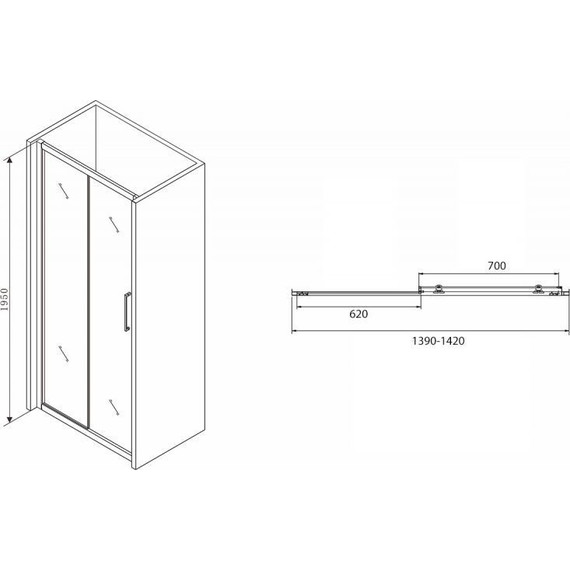 Душевая дверь Abber Schwarzer Diamant 140 см AG30140BH, черный/прозрачное - фото 5