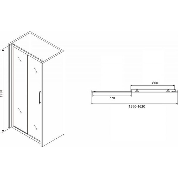 Душевая дверь Abber Schwarzer Diamant 160 см AG30160BH, черный/прозрачное - фото 5