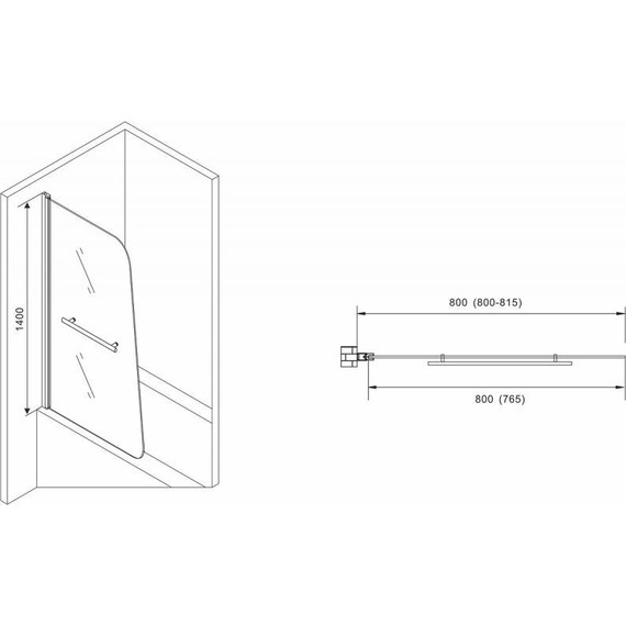Шторка для ванны Abber Ewiges Wasser 80 см AG50080B, черный/прозрачное - фото 3