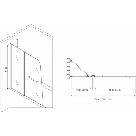 Шторка для ванны Abber Ewiges Wasser 100 см AG50100B, черный/прозрачное - фото 3