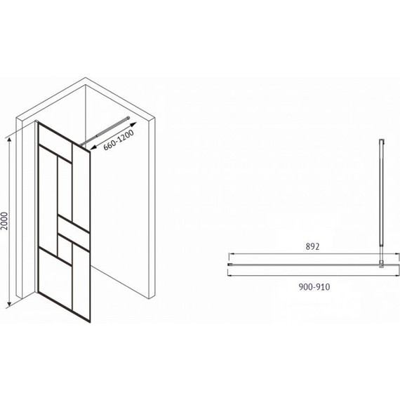 Душевая перегородка Abber Immer Offen 90 см AG63090B, черный/прозрачное - фото 7