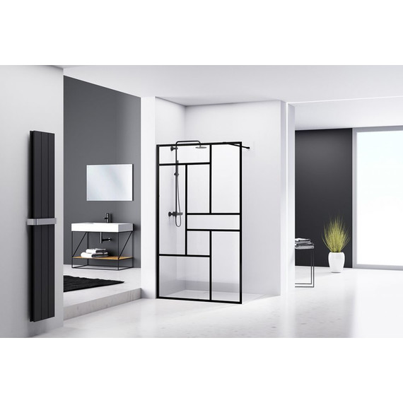 Душевая перегородка Abber Immer Offen 90 см AG63090B, черный/прозрачное - фото 3