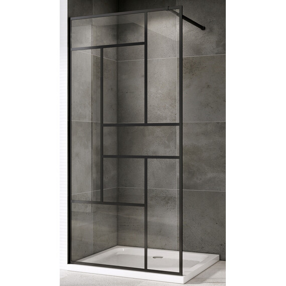 Душевая перегородка Abber Immer Offen 90 см AG63090B, черный/прозрачное - фото 