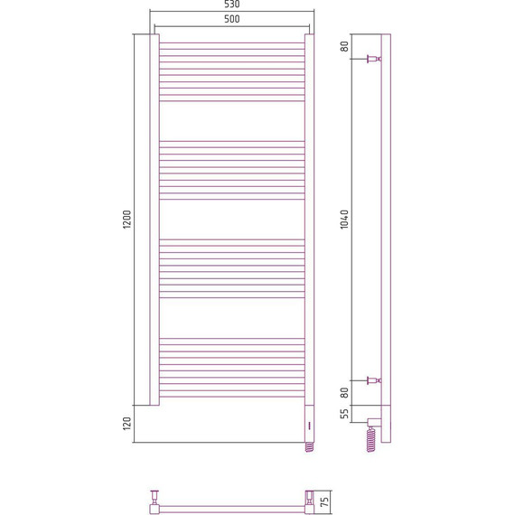 Полотенцесушитель электрический Сунержа Модус 3.0 П20 1200x500 мм 31-5701-1250 R, чёрный матовый - фото, картинка 5 Полотенцесушитель электрический Сунержа Модус 3.0 П20 1200x500 мм 31-5701-1250 R, чёрный матовый - фото 5
