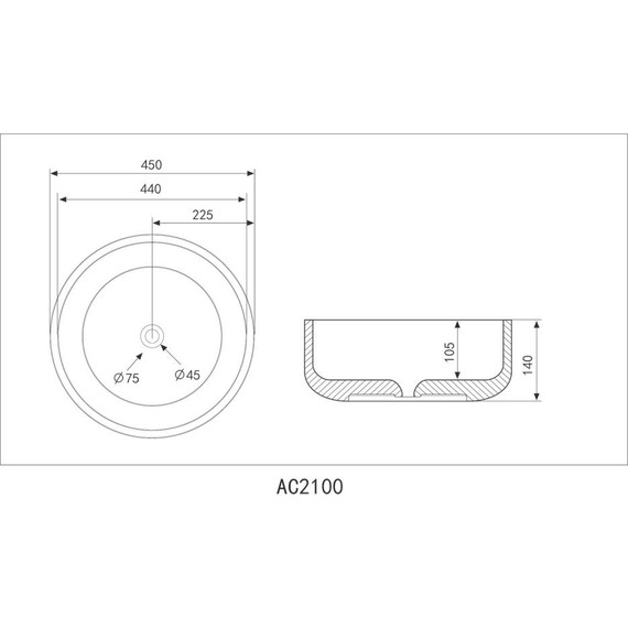 Раковина-чаша Abber Bequem 45 см AC2100 - фото 4