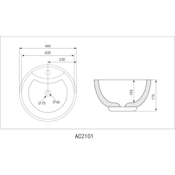 Раковина-чаша Abber Bequem 46 см AC2101MB, черный матовый - фото 5