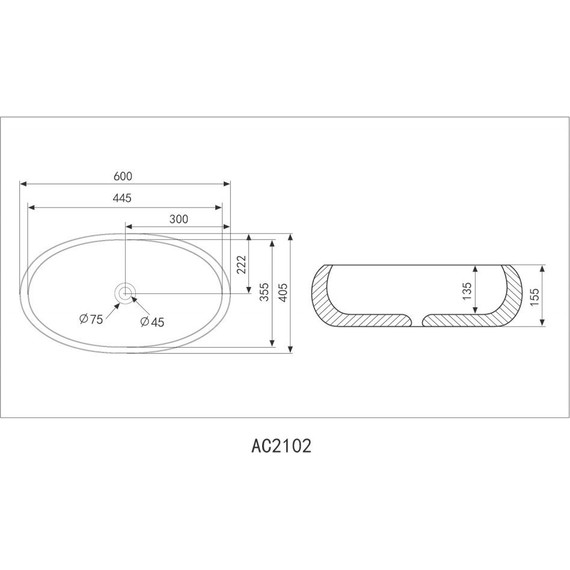 Раковина-чаша Abber Bequem 60 см AC2102 - фото 4
