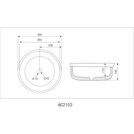 Раковина-чаша Abber Bequem 36 см AC2103 - фото 4
