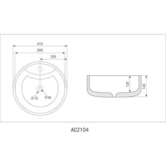 Раковина-чаша Abber Bequem 41 см AC2104MB, черный матовый - фото 5
