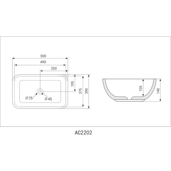 Раковина-чаша Abber Rechteck 50 см AC2202 - фото 5